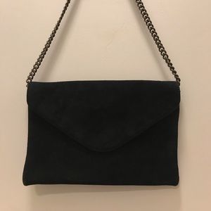 JCrew Black Suede Envelope Clutch